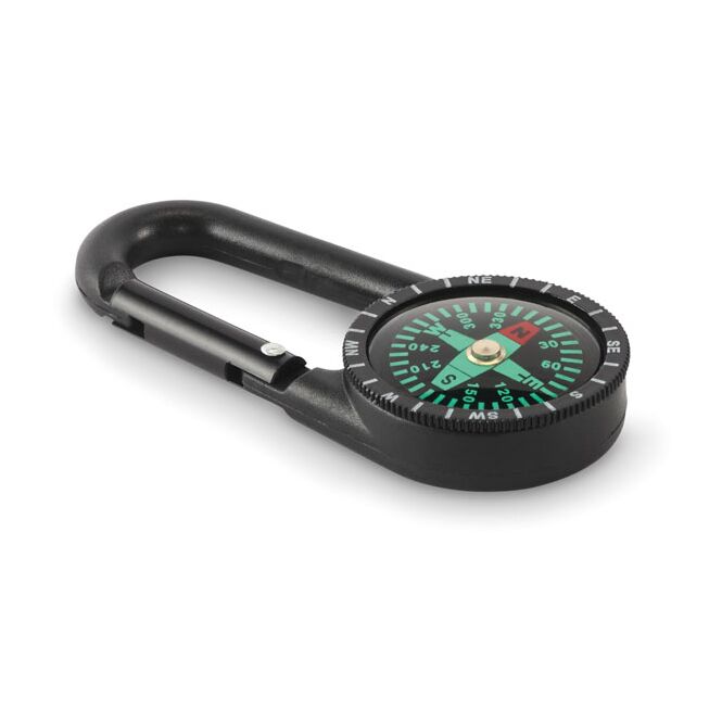Kundengeschenk Outdoor-Kompass – schwarz – mit Logo bedruckt für Messen & Promotion