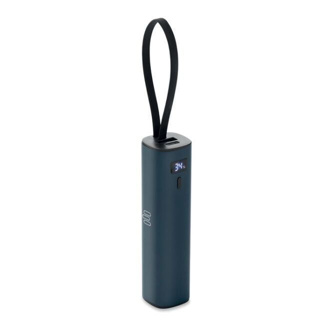 Firmengeschenk Powerbank 5000mAh – marineblau – mit Logo bedruckt 20W PD USB-C Anschluss nachhaltiges recyceltes Aluminium