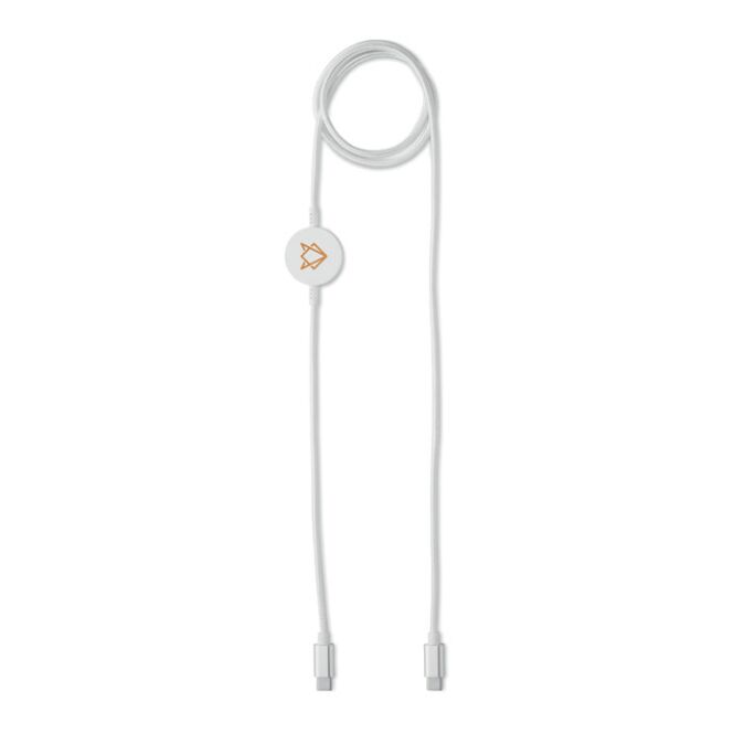 Werbeartikel Ladekabel 60W USB-C – weiss – mit Logo bedruckt 1m 480 Mbps für Technik-Messen und den Büroalltag