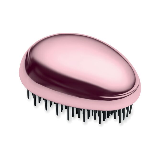 Werbeartikel Haarbürste Anti-Tangle – pink – mit Logo bedruckt – schonende Massagebürste für Kosmetikstudios & Beauty-Salons