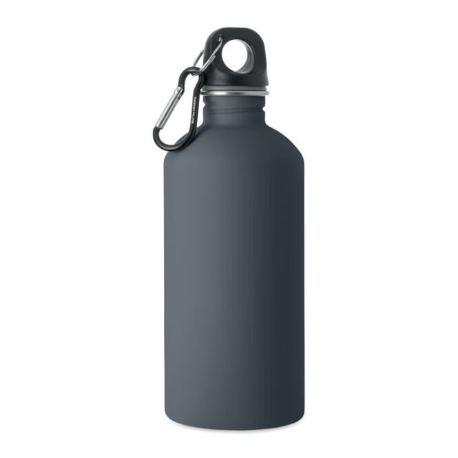 Werbeartikel Trinkflasche aus recyceltem Edelstahl – marineblau – mit Logodruck 500 ml nachhaltig auslaufsicher für Sportevents & Turniere