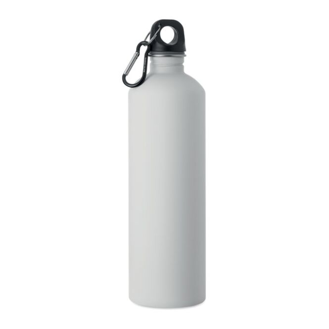 Werbeartikel Sportflasche 750 ml – weiss – mit Logo bedruckt nachhaltig aus recyceltem Edelstahl auslaufsicher für Sportevents & Turniere