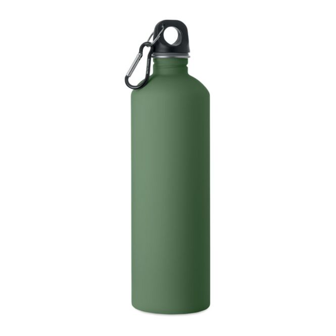 Werbeartikel Einwandige Trinkflasche Edelstahl – dunkelgrün – mit Logo bedruckt 750 ml nachhaltig auslaufsicher für Outdoor-Events