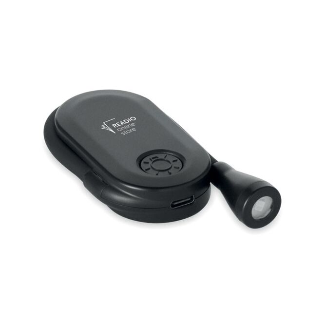 Firmengeschenk Taschenlampe Wiederaufladbare Leseleuchte – schwarz – mit Logo bedruckt, 300mAh Akku, 3 Lichteinstellungen