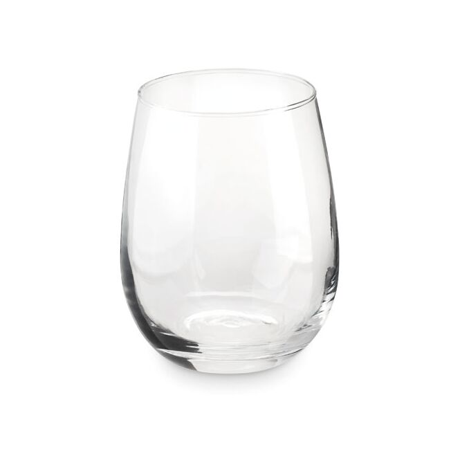 Firmengeschenk Trinkglas – transparent – mit Logodruck 420 ml für die Büroküche