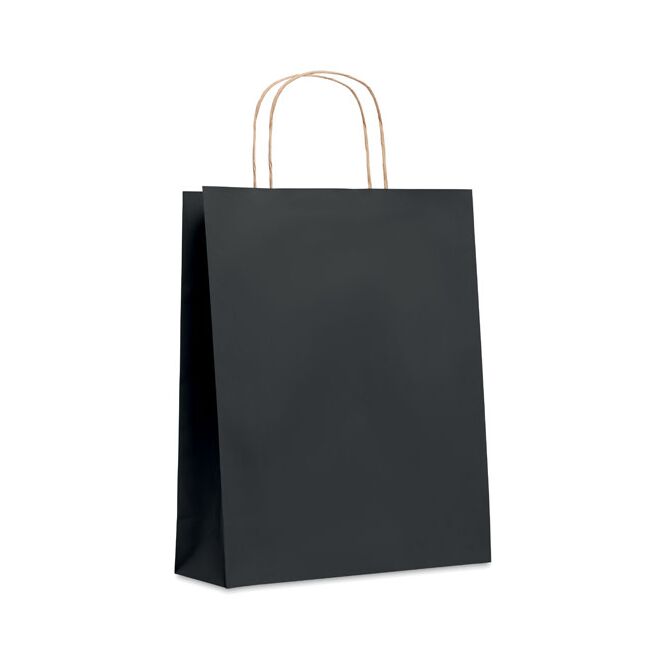 Streuartikel Papiertüte 90g/m² – schwarz – mit Werbedruck 100% Recyclingpapier nachhaltiges Transportmittel für CSR-Promotions