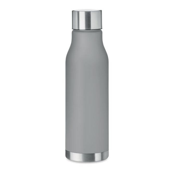 Kundengeschenk Trinkflasche RPET – transparent grau – mit Logo bedruckt 600ml rPET BPA-frei auslaufsicher für Sportevents & Turniere