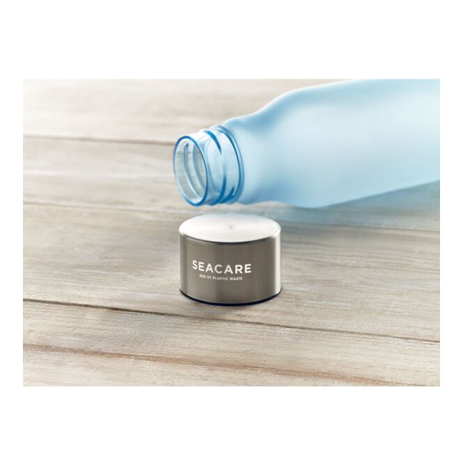 Werbeartikel Trinkflasche RPET – transparent hellblau – mit Logo bedruckt 600ml nachhaltig BPA-frei auslaufsicher für Sportevents