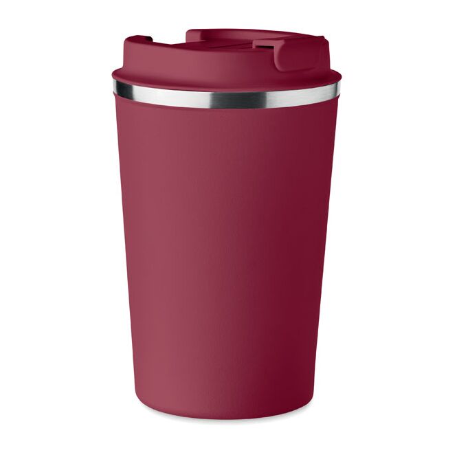 Werbeartikel Thermobecher Doppelwandiger Becher – bordeaux – mit Logo bedruckt 350 ml für das Mitarbeiter-Onboarding