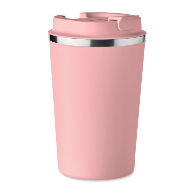 Werbeartikel Thermobecher Doppelwandiger Becher – pink – mit Logo bedruckt 350 ml für Events & Festivals