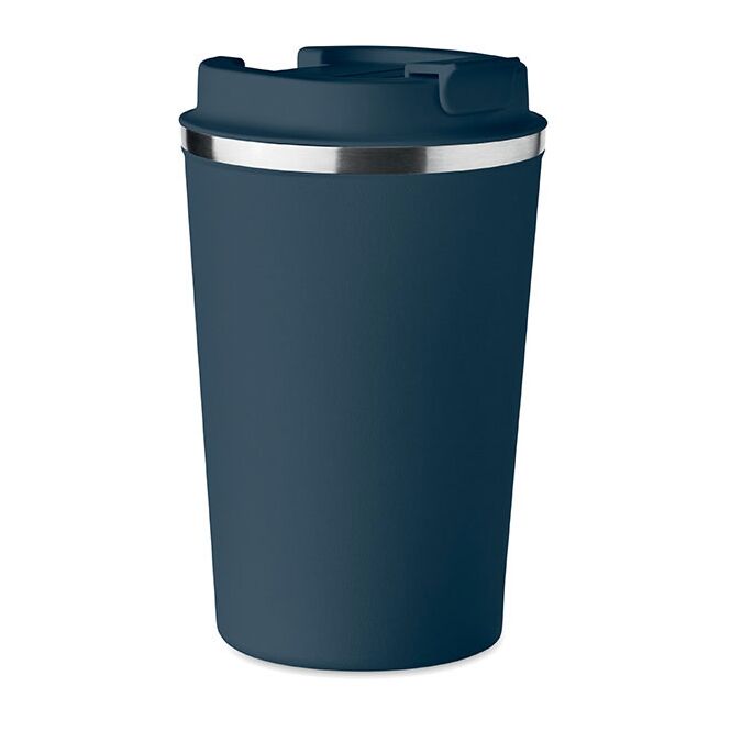 Werbeartikel Thermobecher Doppelwandiger Becher – marineblau – mit Logo bedruckt 350 ml für das Mitarbeiter-Onboarding