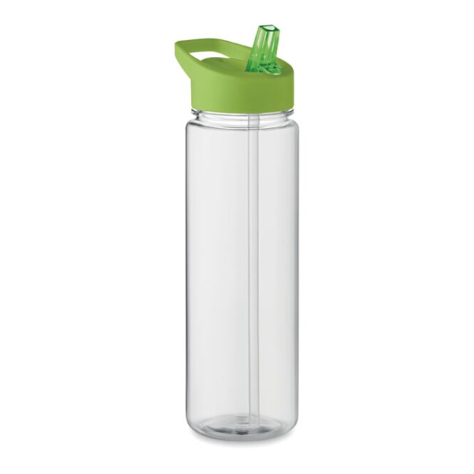 Werbeartikel Trinkflasche RPET – limette – mit Logo bedruckt 650ml nachhaltig mit Trinkhalm für Sportevents & Turniere