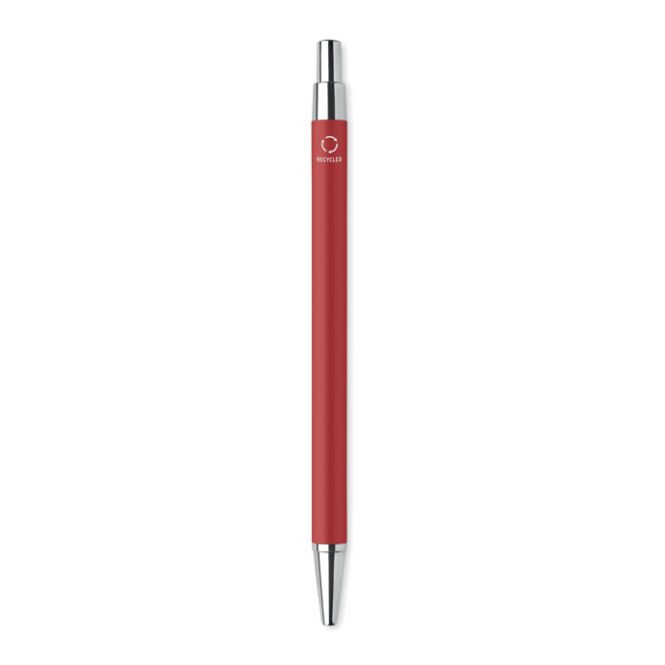 Kundengeschenk Druckkugelschreiber Dana – rot – mit Logo bedruckt blau schreibend für den Büroalltag