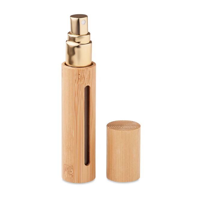 Werbeartikel Parfümzerstäuber 10 ml – holzfarben – mit Werbedruck aus Bambus für Messen und Events