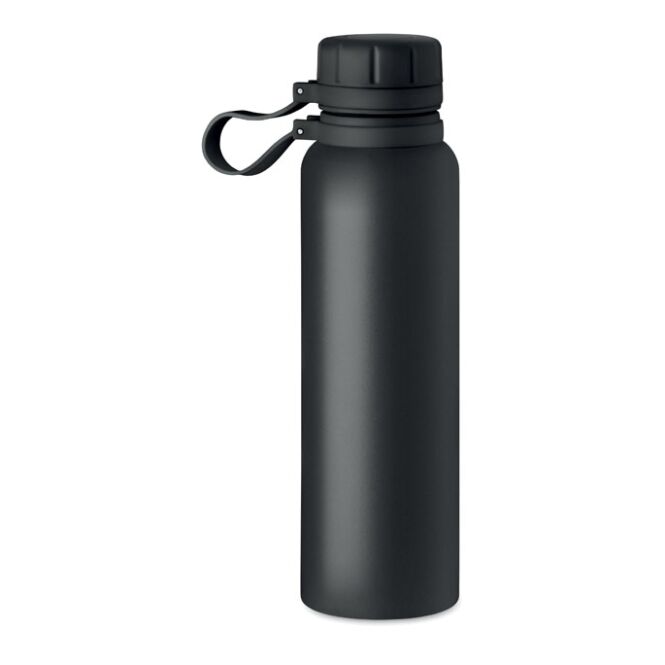 Firmengeschenk Doppelwandige Flasche Edelstahl – schwarz – mit Logodruck 780 ml vakuumisoliert für Mitarbeiter-Onboarding