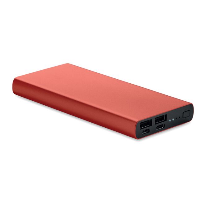 Technik-Werbemittel Powerbank MO6770 – bordeaux – mit Logo bedruckt 10.000 mAh 18W Schnellladung für das Mitarbeiter-Onboarding