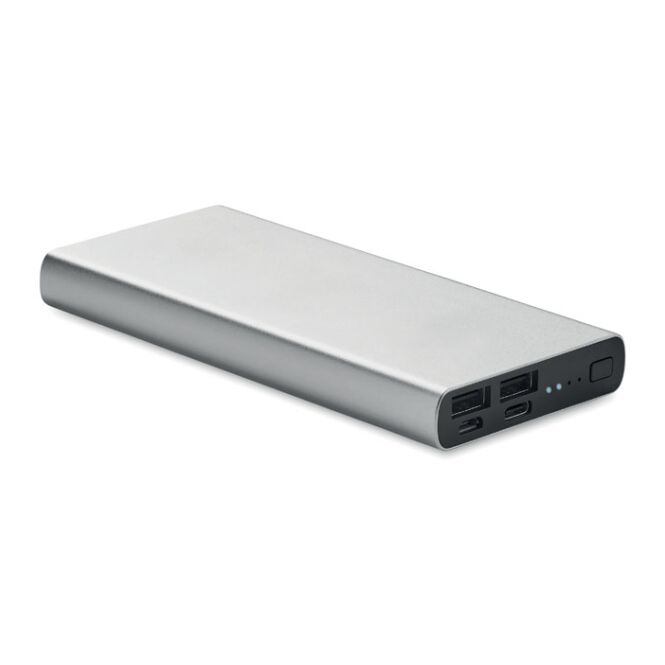 Premium-Werbeartikel Powerbank MO6770 – mattsilber – mit Gravur 10.000 mAh 18W USB-C für das edle Kundenpräsent