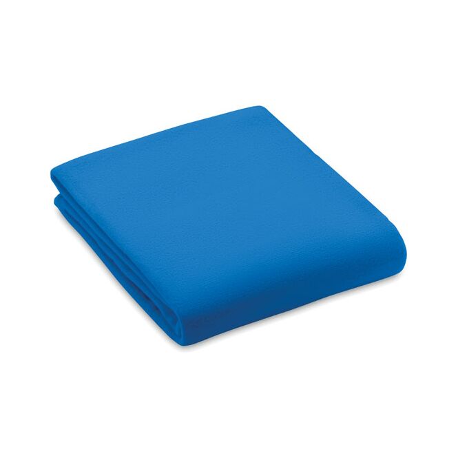 Werbeartikel nachhaltige RPET-Fleece-Decke 130g/m² – königsblau – mit Logo bedruckt für Firmen-Events