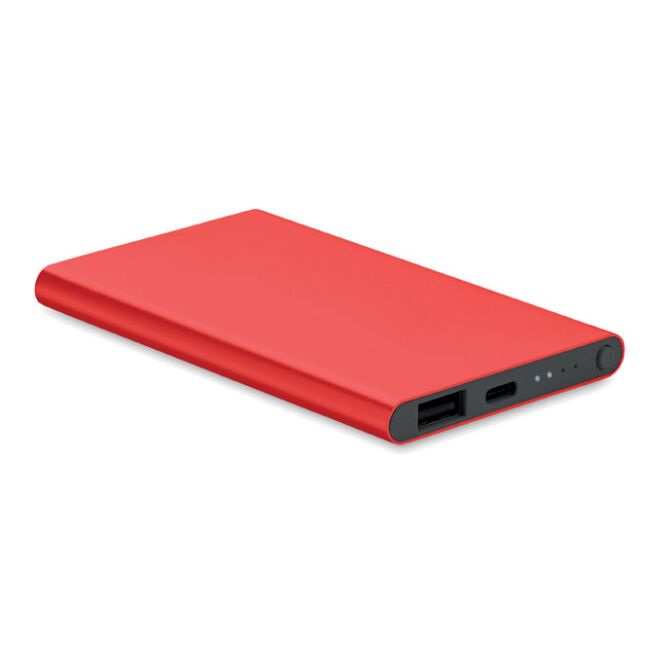Kundengeschenk Powerbank 4000 mAh – rot – mit Logo bedruckt 4000 mAh DC5V/2A USB-C für das Mitarbeiter-Onboarding