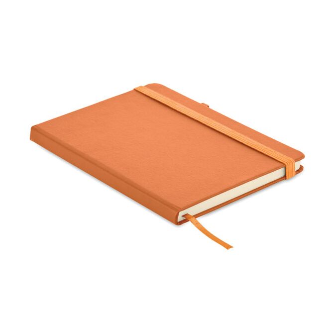 Mitarbeitergeschenk Notizbuch MO6835 – orange – mit individuellem Werbedruck 96 Blatt Recyclingpapier aus rPET-Cover nachhaltiges Journal