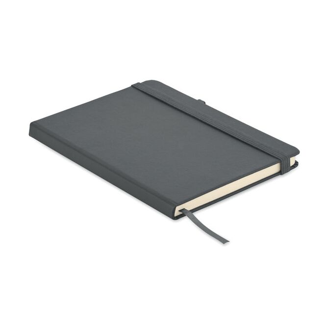 Firmengeschenk Notizbuch MO6835 – dunkelgrau – mit individuellem Werbedruck DIN A5 aus recyceltem PU 192 Seiten nachhaltiges Journal