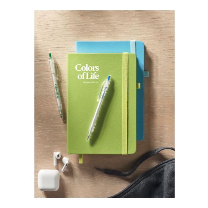 Firmengeschenk Notizbuch MO6835 – limette – mit individuellem Werbedruck, 192 Seiten 100% Recyclingpapier, nachhaltiges Journal