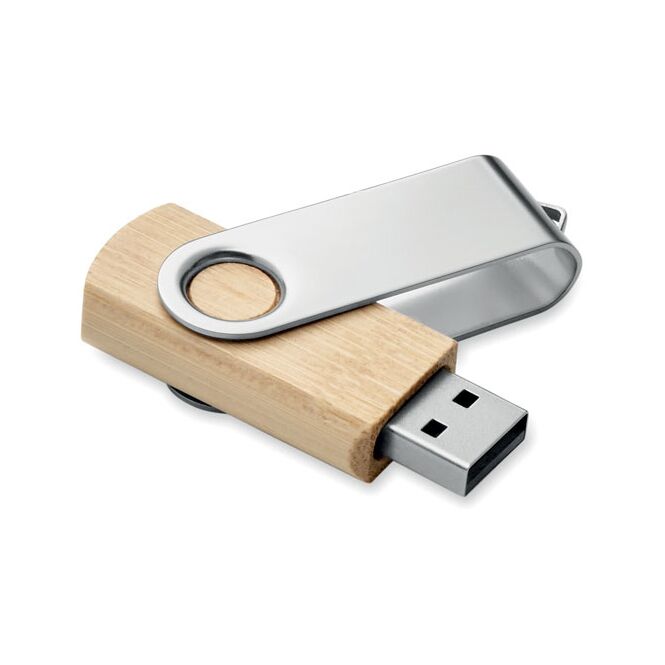 Firmengeschenk USB-Stick Techmate MO6898-40 – holzfarben – mit Lasergravur 16GB Bambus Metall nachhaltiges Speichermedium für CSR