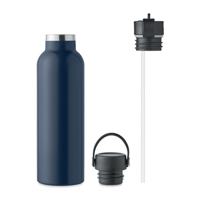 Mitarbeitergeschenk Trinkflasche 700ml – marineblau – mit Logo bedruckt 90% recycelter Edelstahl nachhaltiges Mehrwegflaschen-Konzept