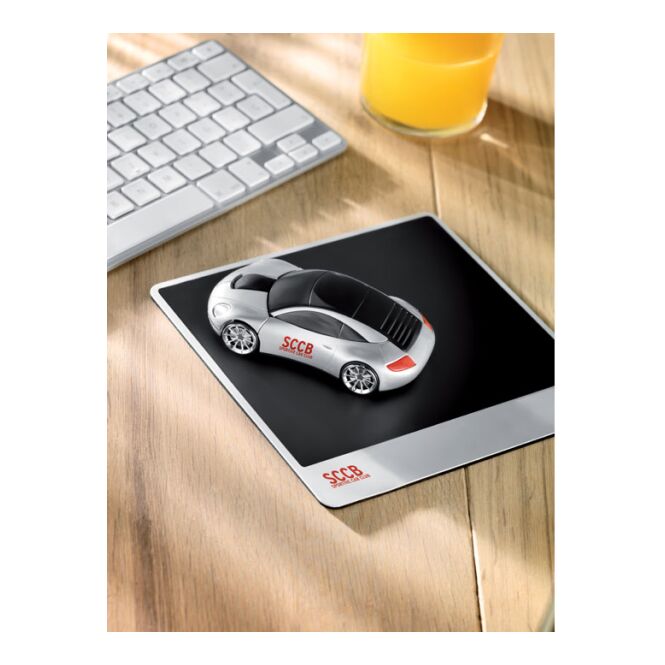 Firmengeschenk Optische Auto-Maus – mattsilber – mit Logo bedruckt 800 dpi 15 m Reichweite für die Büroausstattung