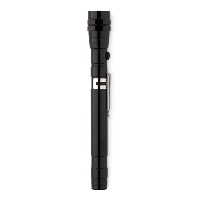 Werbeartikel Taschenlampe Teleskop – schwarz – mit Werbedruck 3 LED Magnet 57 cm inkl. Batterien kompakter Lichtspender