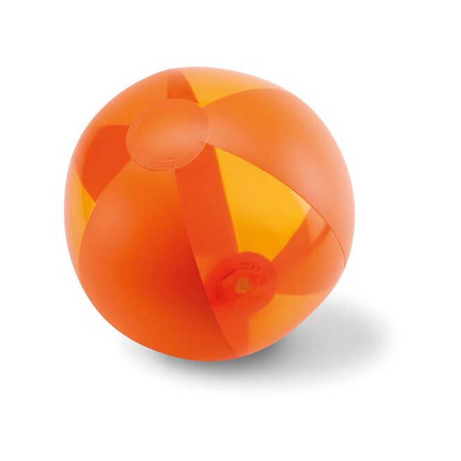 Werbeartikel aufblasbarer Wasserball transparente Streifen – orange – mit Logo bedruckt für Outdoor-Events