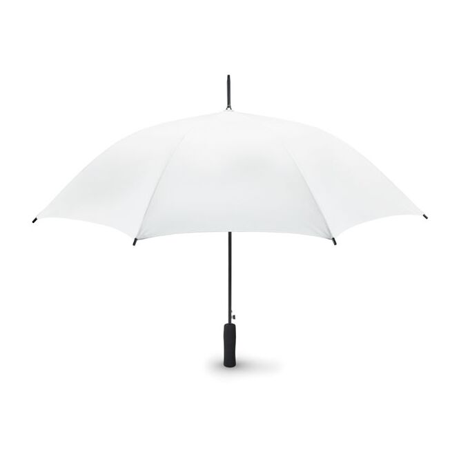 Premium-Werbeartikel Automatikschirm 23 Zoll – weiss – mit individuellem Logodruck Öffnungs-Automatik Ø 105 cm als Messe-Giveaway