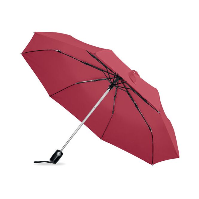Kundengeschenk Automatikschirm Luxus – bordeaux – mit individuellem Logodruck sturmfest mit Windproof-System Ø 107 cm für Empfangsbereiche