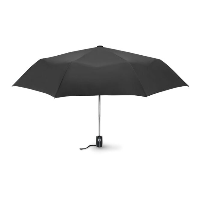 Firmengeschenk Automatikschirm Luxus – schwarz – mit individuellem Logodruck sturmfest mit Windproof-System 21 Zoll für den Empfang
