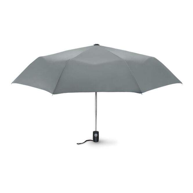 Firmengeschenk Automatikschirm Luxus – grau – mit individuellem Logodruck sturmfest mit Windproof-System Ø 95 cm für den Empfang