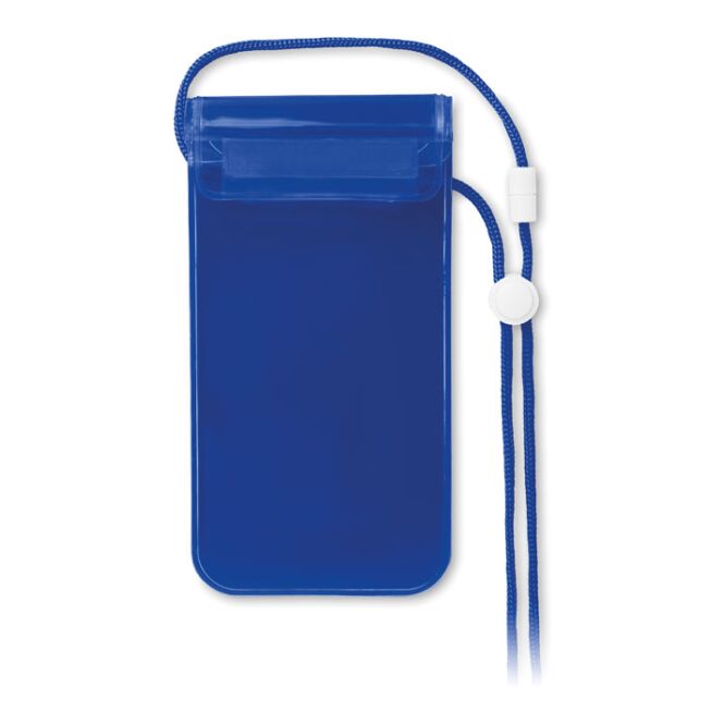 Streuartikel Handytasche PVC – transparent blau – mit Logo bedruckt für den Büroalltag