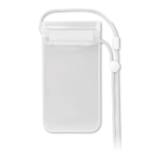 Streuartikel Handytasche transparent weiss – mit Logo bedruckt für den Büroalltag