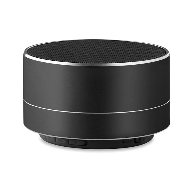 Kundengeschenk Bluetooth Lautsprecher Aluminium – schwarz – lasergraviert 3W 450mAh für das Mitarbeiter-Onboarding