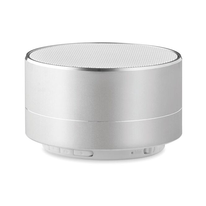 Premium-Werbeartikel Bluetooth Lautsprecher Aluminium – transparent grau – mit Gravur 3W 450mAh für das Mitarbeiter-Onboarding