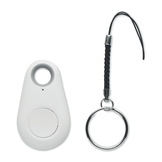 Werbeartikel Schlüsselfinder 4.0 – weiss – mit Werbedruck, Bluetooth 4.0, Inkl. CR2032 Batterie, smarter Bluetooth-Tracker für Büros