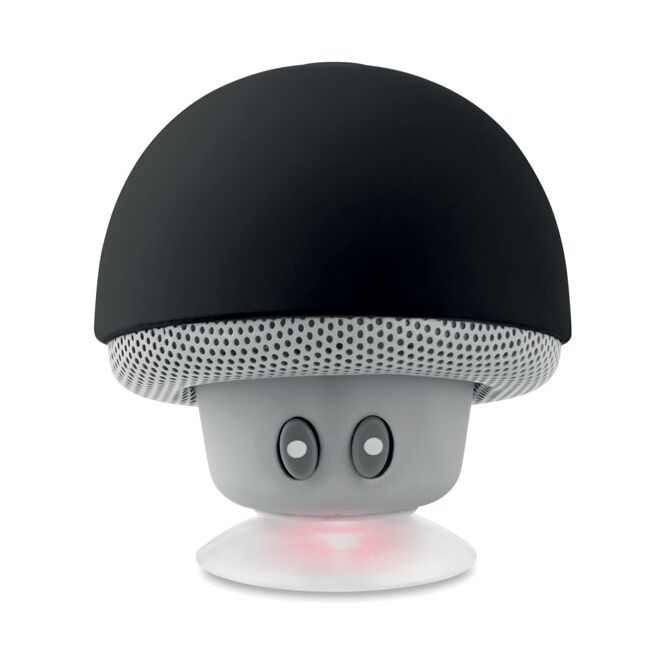 Kundengeschenk Bluetooth Lautsprecher – schwarz – mit Logo bedruckt 3W Leistung Smartphone Halter für den Büroalltag