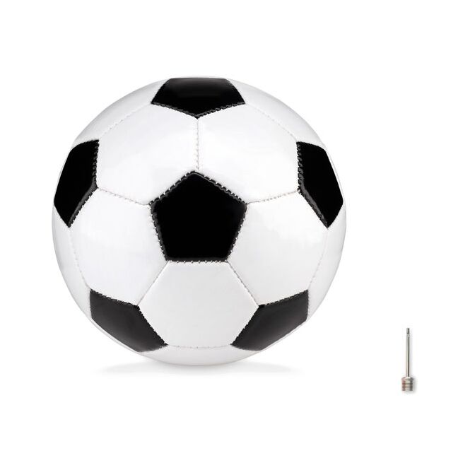 Werbeartikel Fußball – weiss schwarz – mit Logo bedruckt, 1,6 mm PVC, Ø15cm, Highlight für die WM 2026