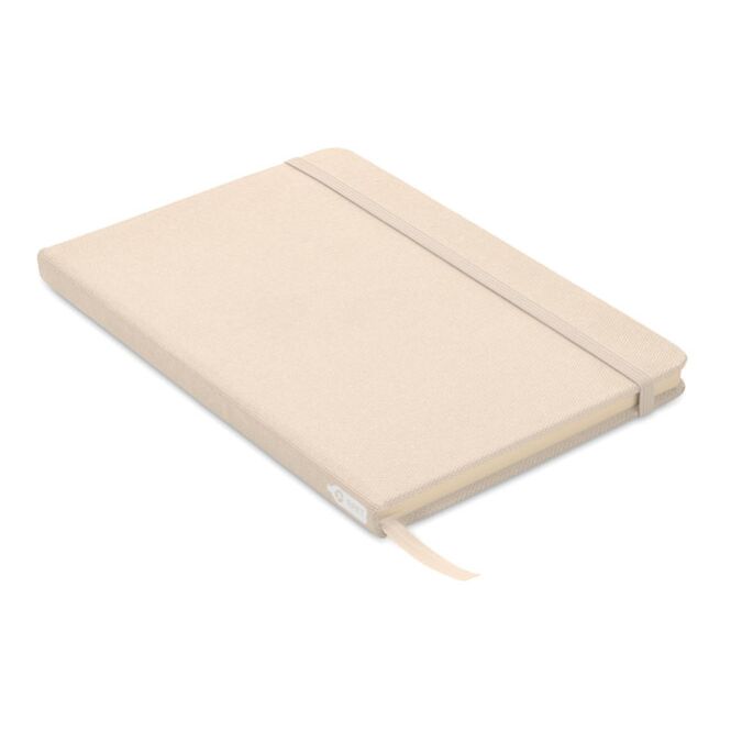 Firmengeschenk Notizbuch DIN A5 600D RPET – grau – mit Logodruck 80 Seiten recyceltes Papier nachhaltiges Journal für CSR-Promotions