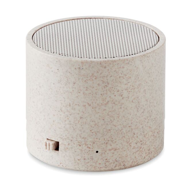 Technik-Werbemittel Bluetooth Lautsprecher 5.0 – beige – mit Logo bedruckt nachhaltig 3W 300mAh für den Büroalltag