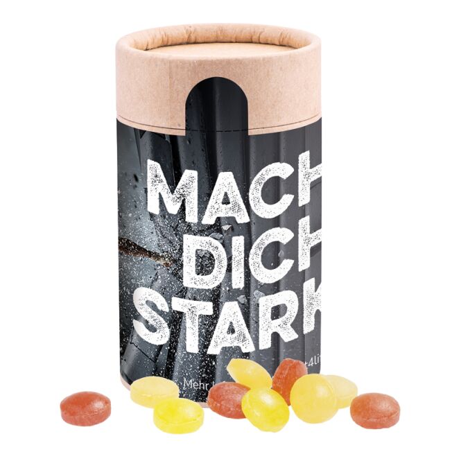 Firmengeschenk Papierdose Eco Midi – rundum individuell bedruckbar – kompostierbar mit Originalitätsverschluss für Messen