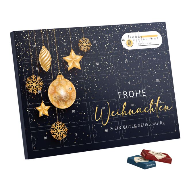 Firmengeschenk Tisch Adventskalender – weihnachtszeit – mit individuellem Werbeaufdruck als Weihnachtsgeschenk für Kunden und Partner