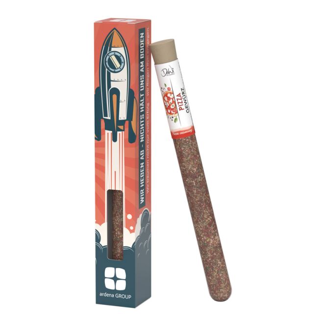 Streuartikel Promotion Stick S – mit gewürzen – inkl. Werbeaufdruck Reagenzglas für Messen und Events an potenzielle Kunden als Highlight