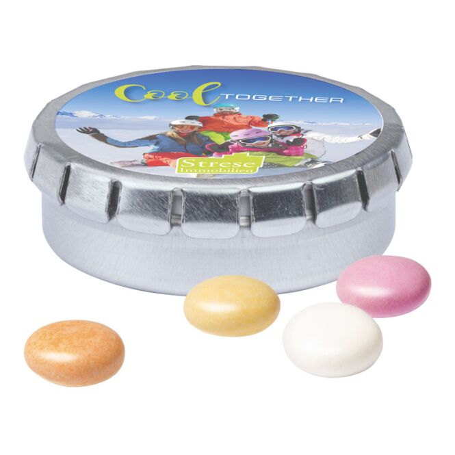 Streuartikel Quick Box Dose – micro bonbons – mit Logo bedruckt 19 g als hochwertiges Werbemittel für Messen und Firmenevents