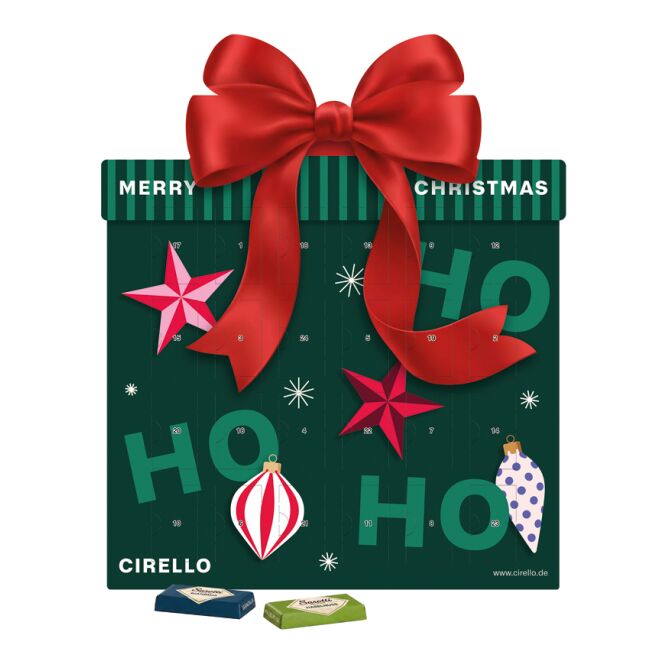 Firmengeschenk Adventskalender Lindt – mit weihnachten – inkl. Werbeaufdruck als weihnachtsgeschenk für kunden und partner ein toller schoko-spaß