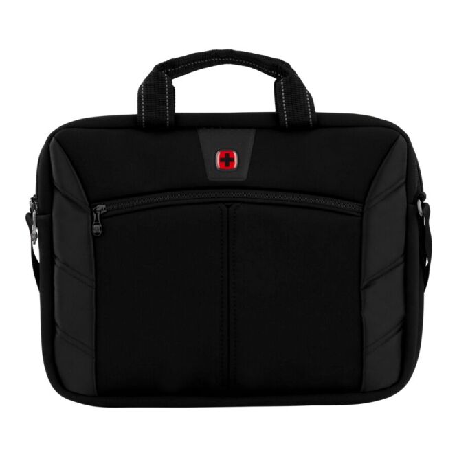 Mitarbeitergeschenk Wenger Sherpa 16 Zoll Laptop-Slimcase – schwarz – mit Logo bedruckt für das Homeoffice und die Büroausstattung